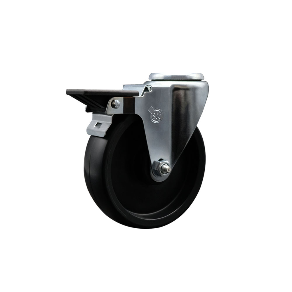 Polyolefin Swivel Bolt Hole Caster Wheel with 5 Inch Black Wheel and Posi Lock Brake - 350 lbs. Capacity/Caster - Service Caster Brand — photo 1