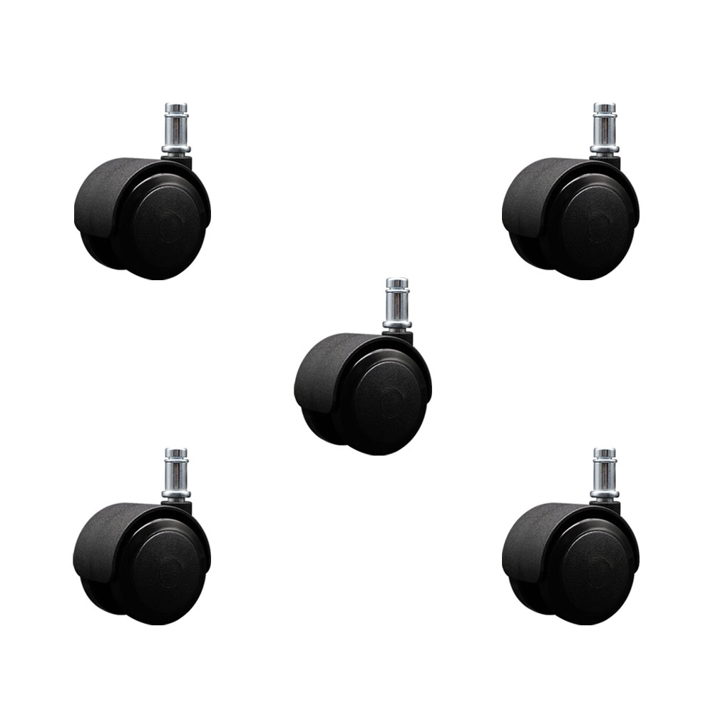2 Inch Compression Brake Office Chair Wheels Set of 5 – Automatically Brakes When Weight is Applied – Soft Non-Marking Urethane Wheels – Grip Ring Stems – 375 lbs. Total Capacity– Service Caster Brand — photo 1