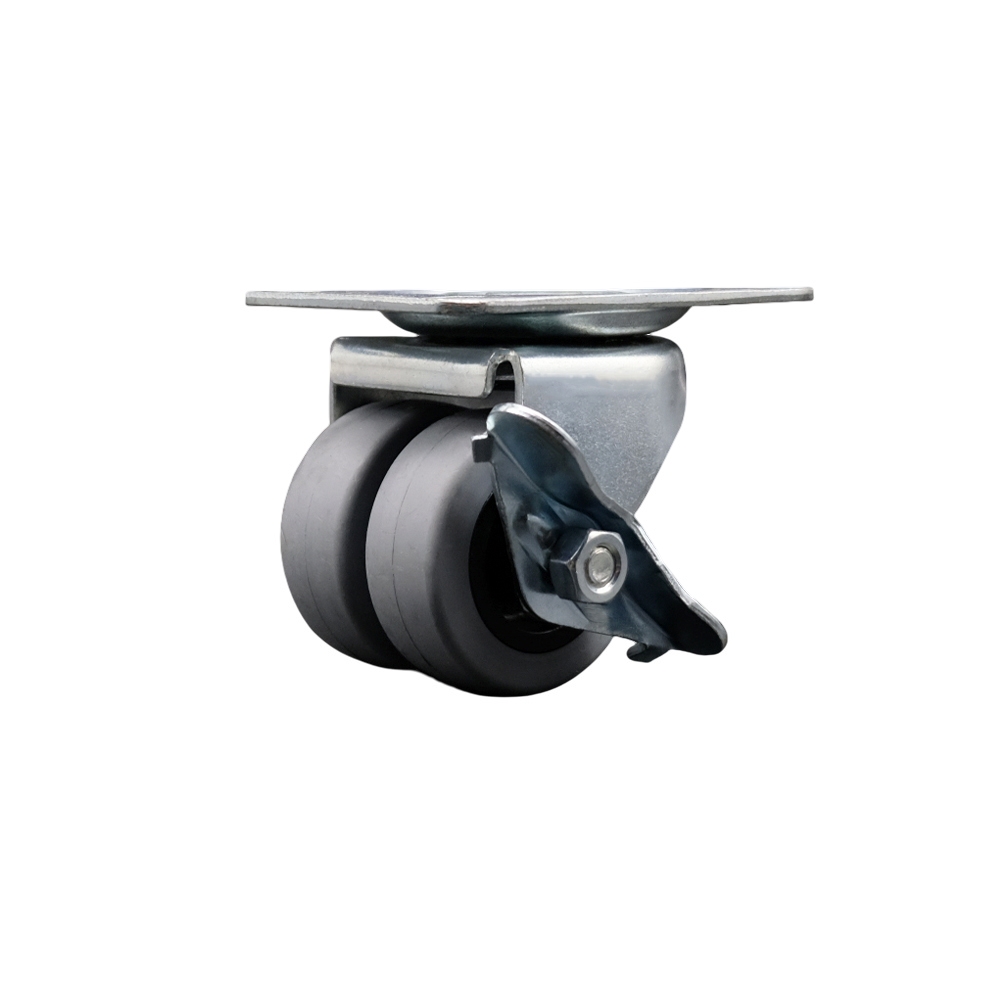 Service Caster Brand Replacement for McMaster Carr Caster 2390T6 - Swivel Top Plate Caster with 2 Inch Thermoplastic Rubber Dual Wheel and Side Lock Brake - 180 lbs. Capacity Per Caster — photo 1