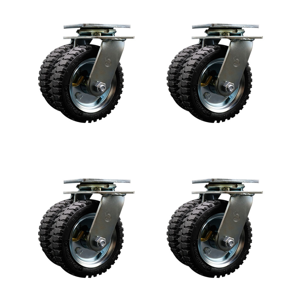 Heavy Duty Swivel Caster Set of 4 with Dual 6 Inch Pneumatic Wheels and Ball Bearings - Includes 4 Swivel - 1,000 lbs. Total Capacity - Service Caster Brand — photo 1