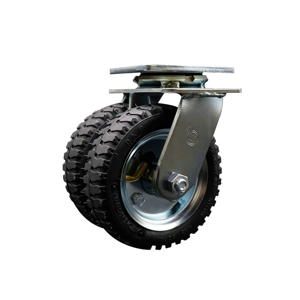 Heavy Duty Swivel Top Plate Caster with Dual 6 Inch Pneumatic Wheels and Ball Bearings - 250 lbs. Capacity Per Caster - Service Caster Brand — photo 1