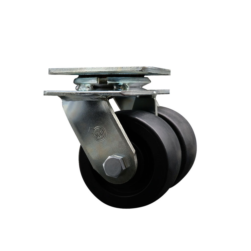 Heavy Duty Swivel Top Plate Caster with Dual 4 Inch Glass Filled Nylon Wheels and Ball Bearings - 1,250 lbs. Capacity Per Caster - Service Caster Brand — photo 1