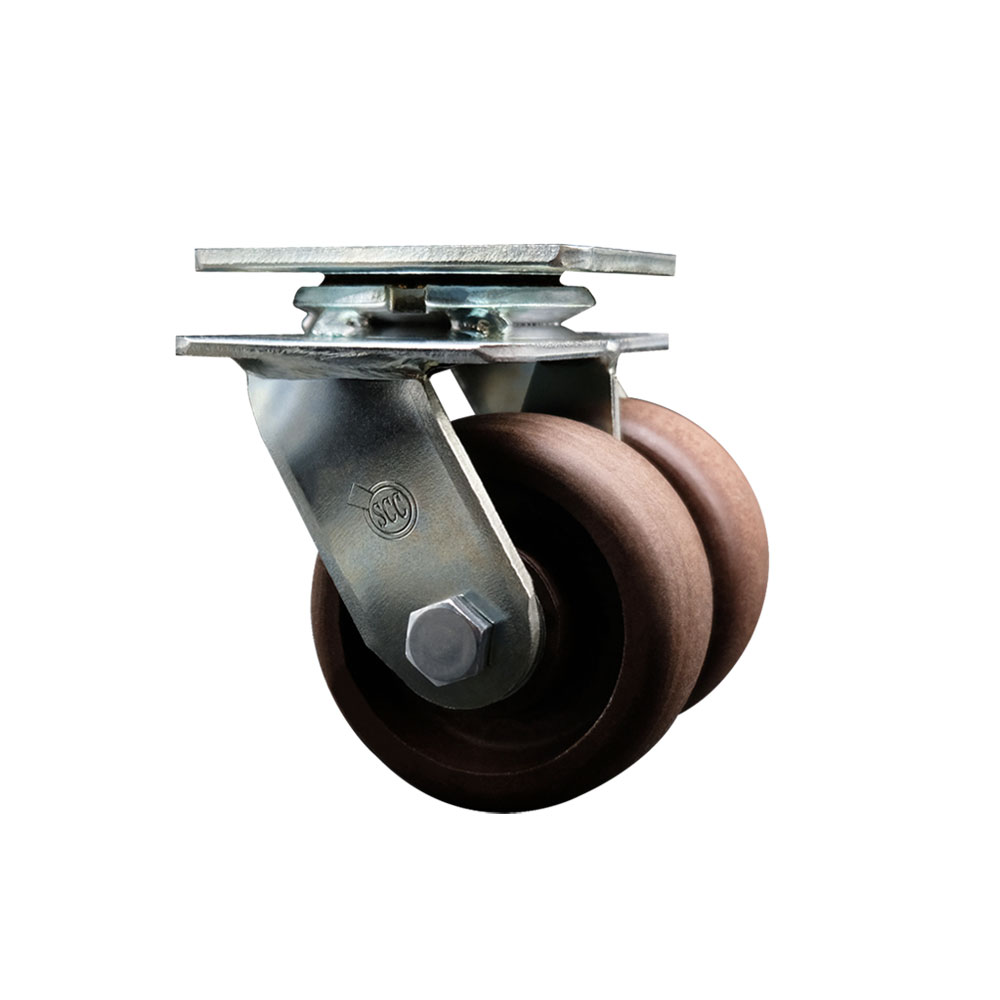 Heavy Duty Swivel Top Plate Caster with Dual 4 Inch High Temperature Glass Filled Nylon Wheels - 1,200 lbs. Capacity Per Caster - Service Caster Brand — photo 1