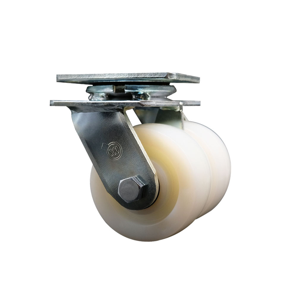 Heavy Duty Swivel Top Plate Caster with Dual 4 Inch Nylon Wheels and Ball Bearings - 1,250 lbs. Capacity Per Caster - Service Caster Brand — photo 1