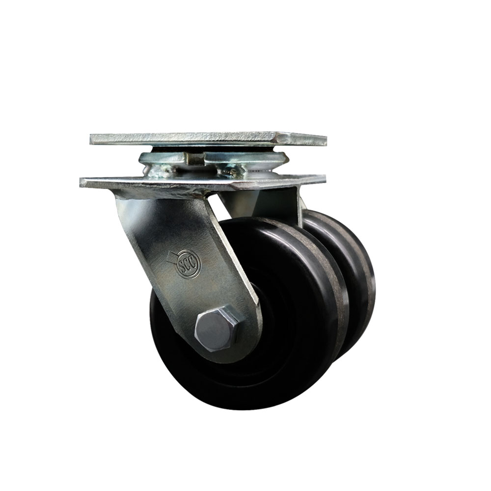 Heavy Duty Swivel Top Plate Caster with Dual 4 Inch Phenolic Wheels - 1,250 lbs. Capacity Per Caster - Service Caster Brand — photo 1
