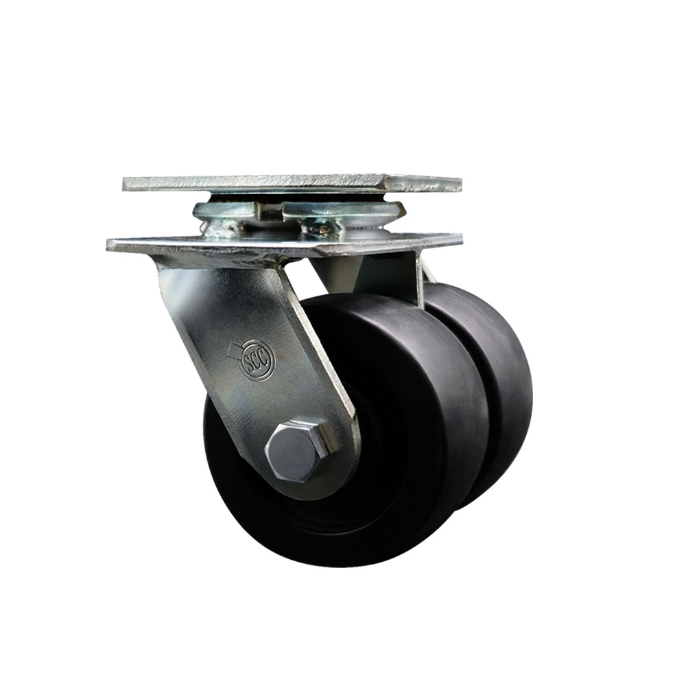 Heavy Duty Swivel Top Plate Caster with Dual 4 Inch Polyolefin Wheels and Ball Bearings - 900 lbs. Capacity Per Caster - Service Caster Brand — photo 1