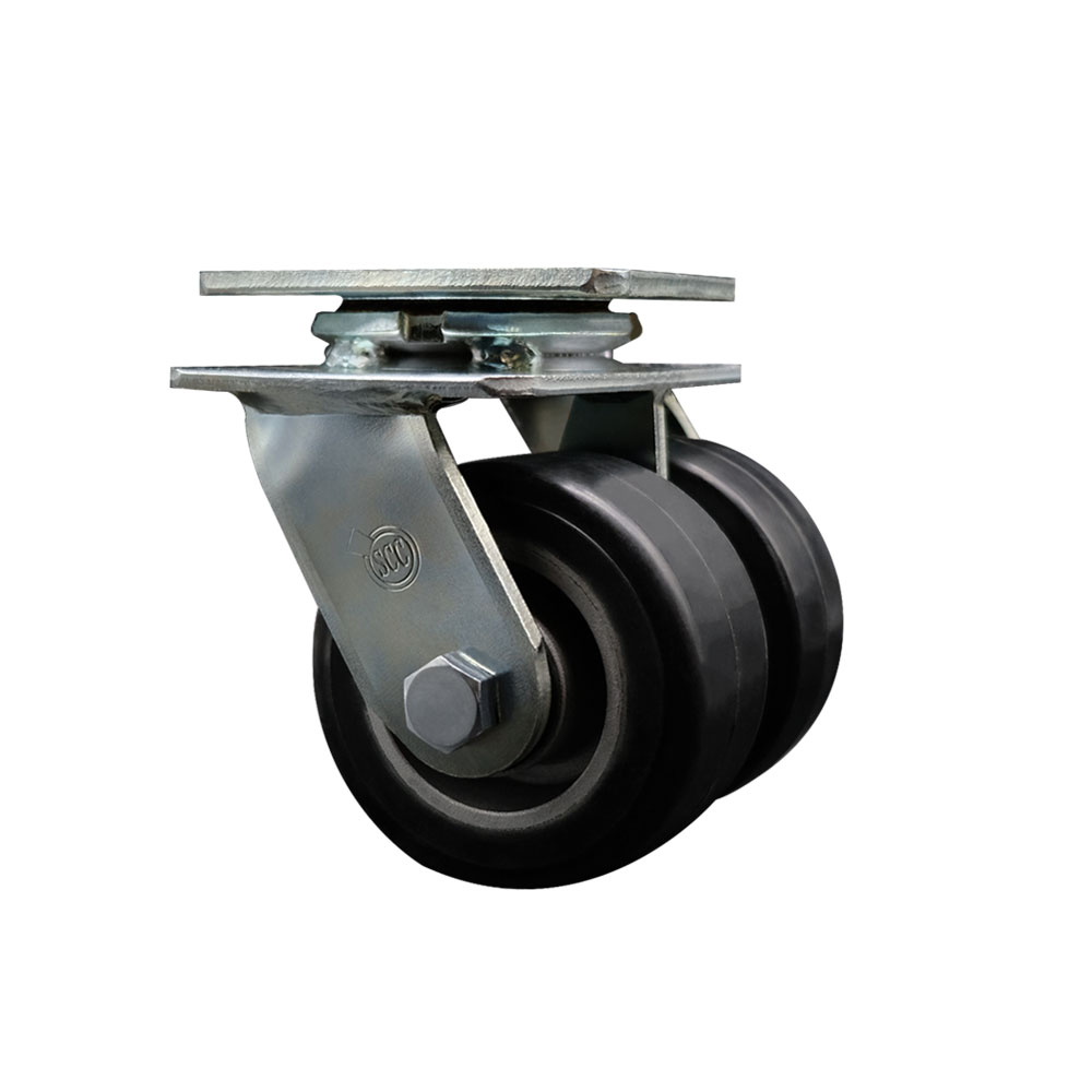 Heavy Duty Swivel Top Plate Caster with Dual 4 Inch Rubber on Aluminum Wheels - 800 lbs. Capacity Per Caster - Service Caster Brand — photo 1