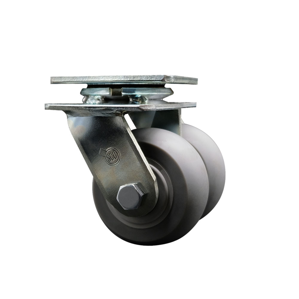 Heavy Duty Swivel Top Plate Caster with Dual 4 Inch Thermoplastic Rubber Donut Tread Wheels - 600 lbs. Capacity Per Caster - Service Caster Brand — photo 1