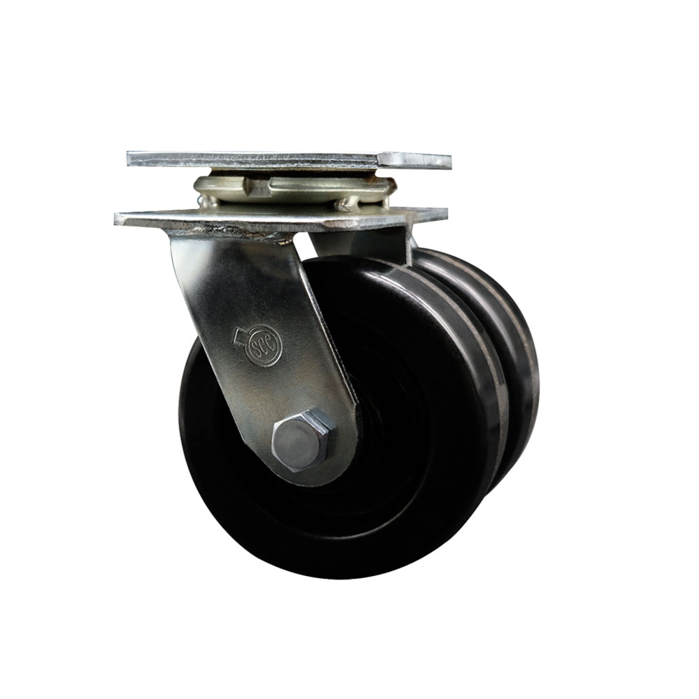 Heavy Duty Swivel Top Plate Caster with Dual 5 Inch Phenolic Wheels - 1,250 lbs. Capacity Per Caster - Service Caster Brand — photo 1