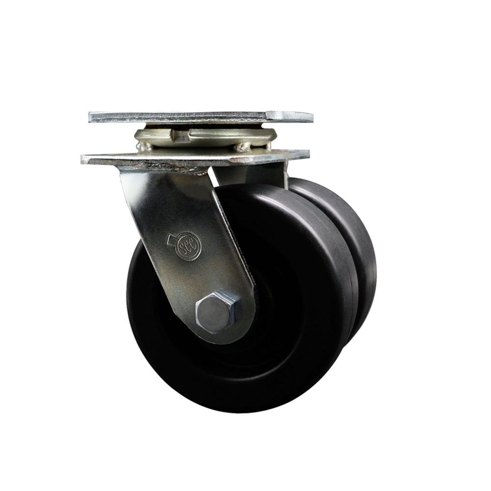 Heavy Duty Swivel Top Plate Caster with Dual 5 Inch Polyolefin Wheels and Ball Bearings - 1,250 lbs. Capacity Per Caster - Service Caster Brand — photo 1
