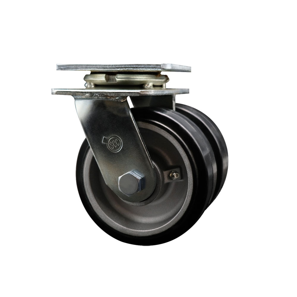 Heavy Duty Swivel Top Plate Caster with Dual 5 Inch Rubber on Aluminum Wheels - 1,000 lbs. Capacity Per Caster - Service Caster Brand — photo 1