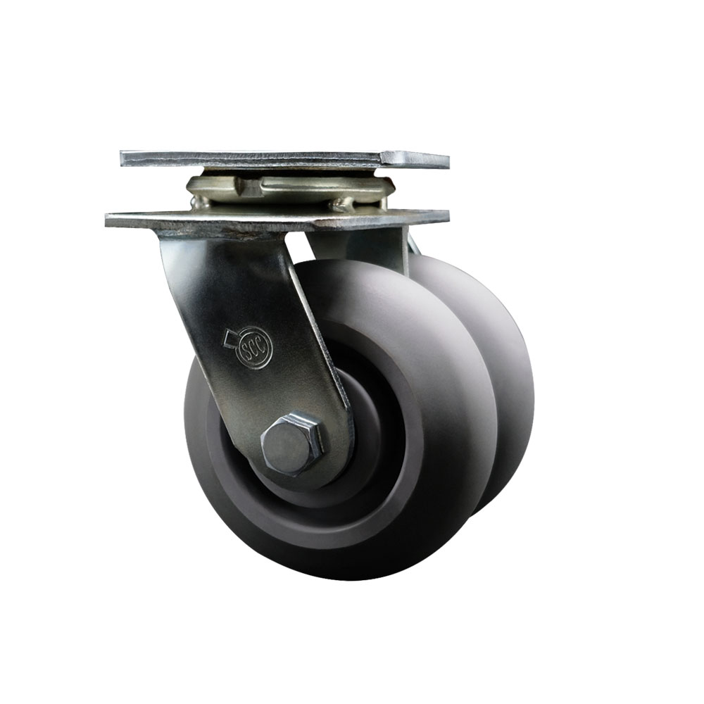 Heavy Duty Swivel Top Plate Caster with Dual 5 Inch Thermoplastic Rubber Donut Tread Wheels - 700 lbs. Capacity Per Caster - Service Caster Brand — photo 1