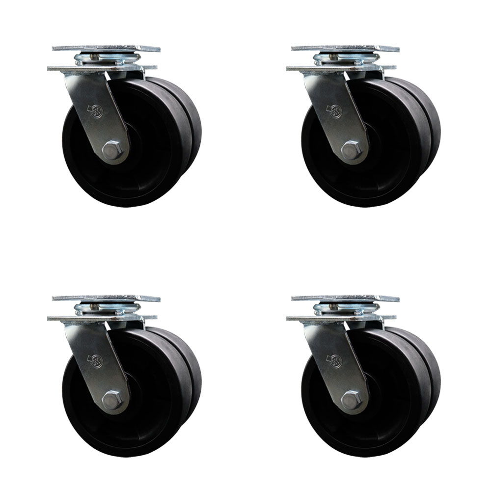 Heavy Duty Swivel Caster Set of 4 with Dual 6 Inch Glass Filled Nylon Wheels - Includes 4 Swivel - 5,000 lbs. Total Capacity - Service Caster Brand — photo 1
