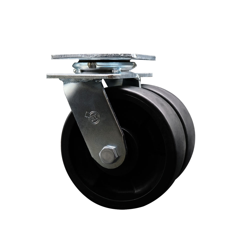 Heavy Duty Swivel Top Plate Caster with Dual 6 Inch Glass Filled Nylon Wheels - 1,250 lbs. Capacity Per Caster - Service Caster Brand — photo 1