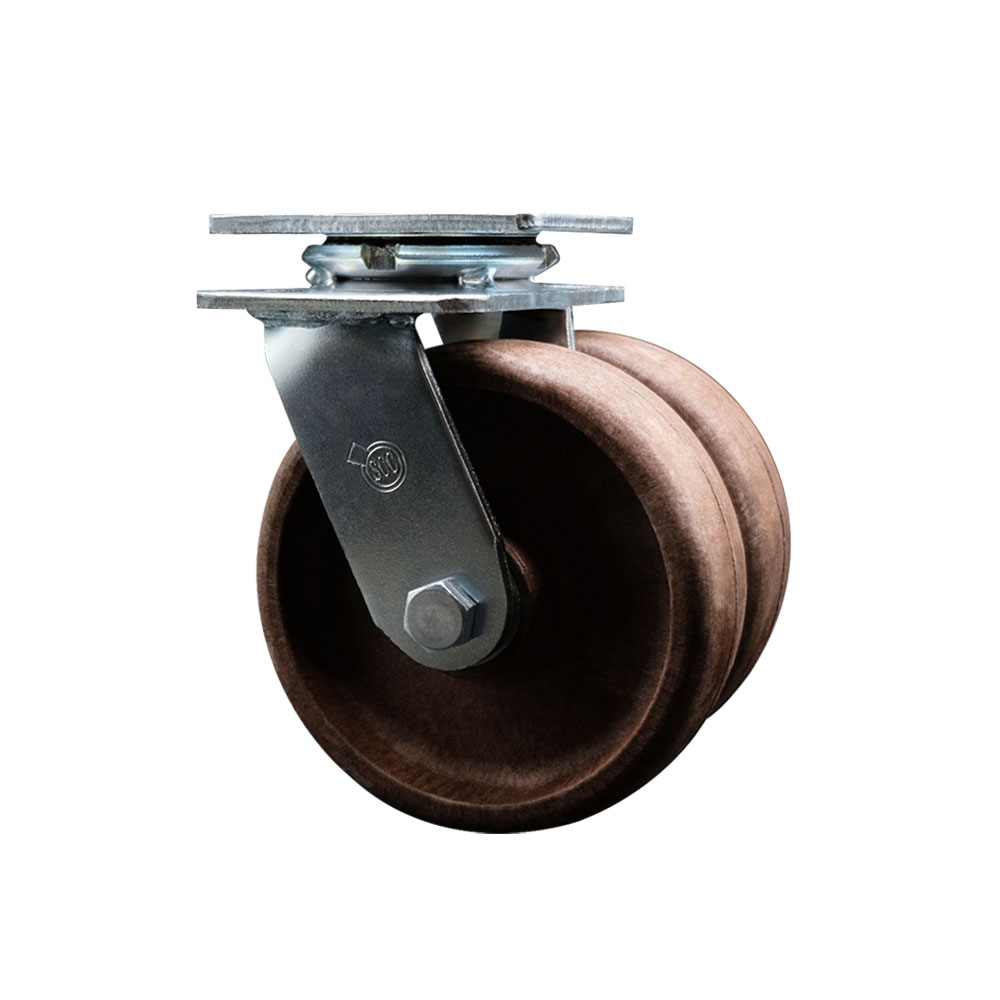Heavy Duty Swivel Top Plate Caster with Dual 6 Inch High Temperature Glass Filled Nylon Wheels - 1,250 lbs. Capacity Per Caster - Service Caster Brand — photo 1