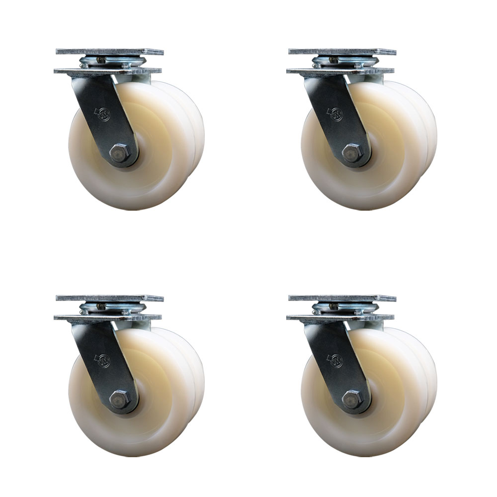Heavy Duty Swivel Caster Set of 4 with Dual 6 Inch Nylon Wheels - Includes 4 Swivel - 5,000 lbs. Total Capacity - Service Caster Brand — photo 1