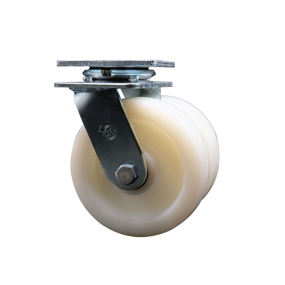 Heavy Duty Swivel Top Plate Caster with Dual 6 Inch Nylon Wheels and Ball Bearings - 1,250 lbs. Capacity Per Caster - Service Caster Brand — photo 1