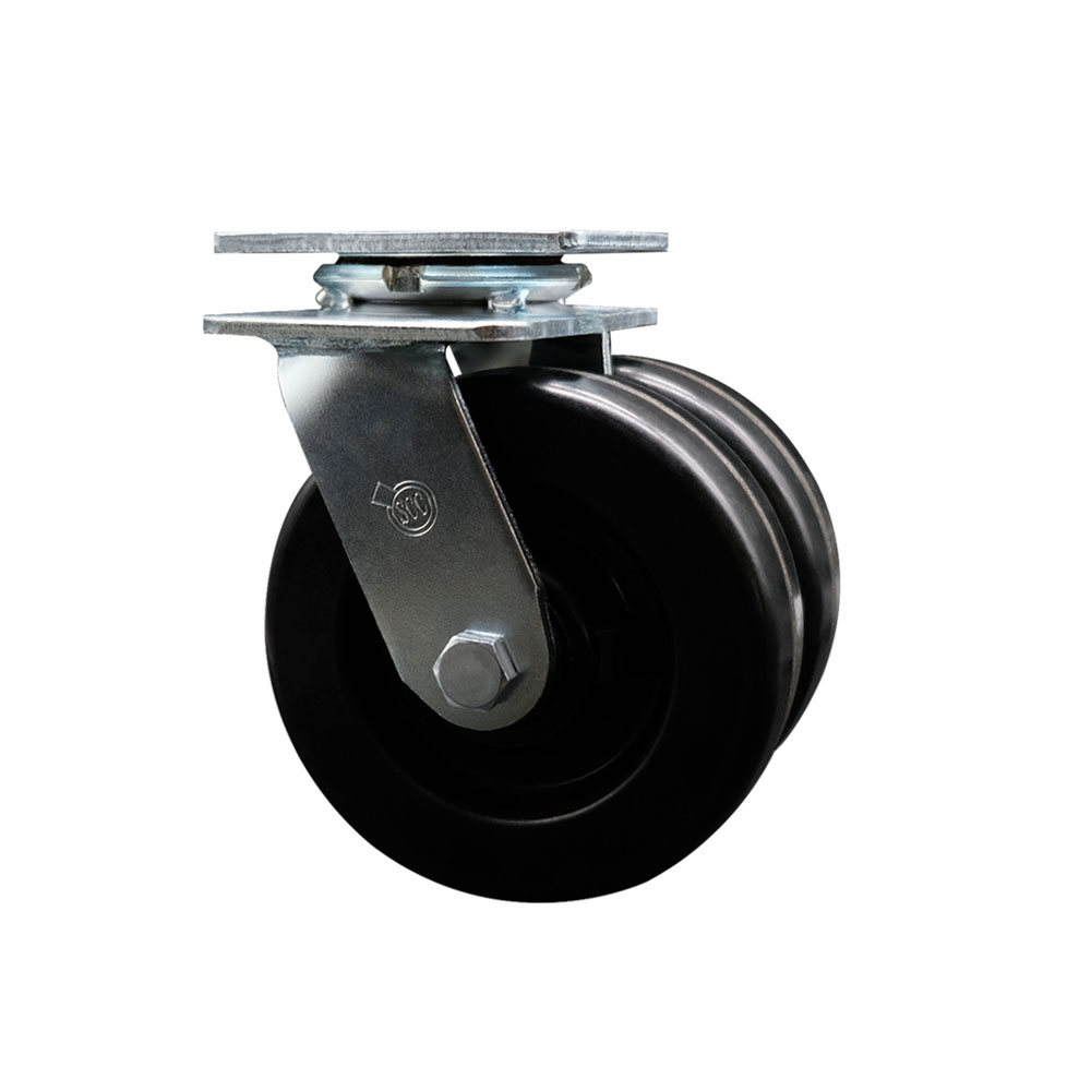 Heavy Duty Swivel Top Plate Caster with Dual 6 Inch Phenolic Wheels and Ball Bearings - 1,250 lbs. Capacity Per Caster - Service Caster Brand — photo 1