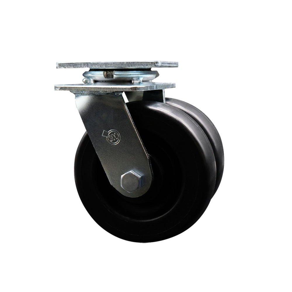 Heavy Duty Swivel Top Plate Caster with Dual 6 Inch Polyolefin Wheels and Ball Bearings - 1,250 lbs. Capacity Per Caster - Service Caster Brand — photo 1
