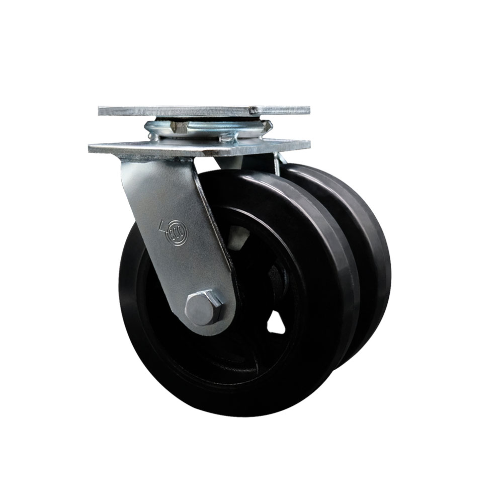 Heavy Duty Swivel Top Plate Caster with Dual 6 Inch Rubber on Metal Wheels - 1,000 lbs. Capacity Per Caster - Service Caster Brand — photo 1