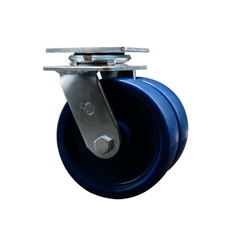 Heavy Duty Swivel Top Plate Caster with Dual 6 Inch Solid Polyurethane Wheels and Ball Bearings - 1,250 lbs. Capacity Per Caster - Service Caster Brand — photo 1