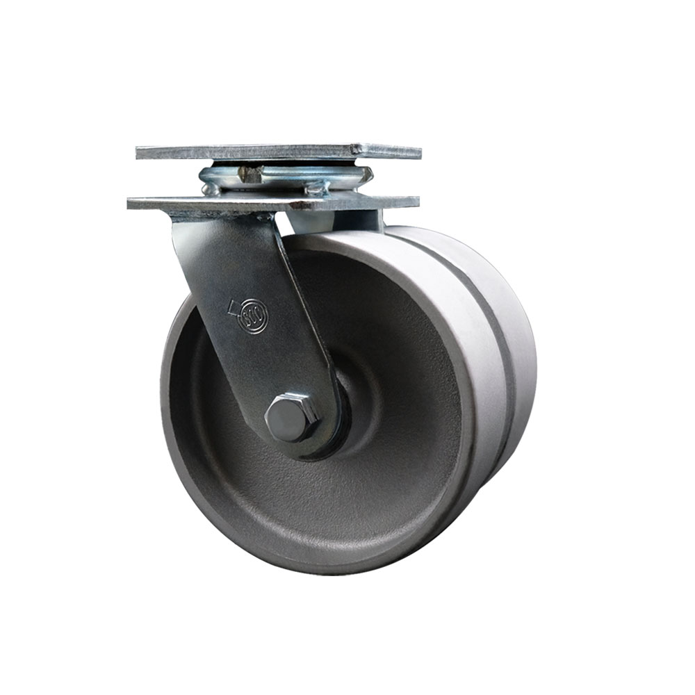 Heavy Duty Swivel Top Plate Caster with Dual 6 Inch Semi Steel Cast Iron Wheels and Ball Bearings - 1,250 lbs. Capacity Per Caster - Service Caster Brand — photo 1