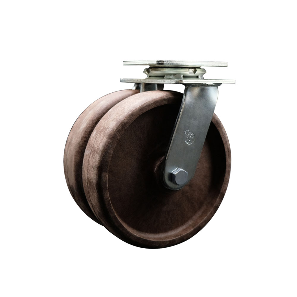 Heavy Duty Swivel Top Plate Caster with Dual 8 Inch High Temperature Glass Filled Nylon Wheels - 1,250 lbs. Capacity Per Caster - Service Caster Brand — photo 1