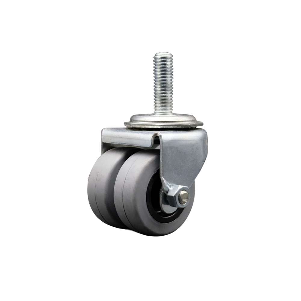 Low Profile Swivel Threaded Stem Dual Wheel Caster-2 Inch by 13/16 Inch Dual Thermoplastic Rubber Wheels-1/2 Inch - 13 TPI by 1-1/2 Inch Threaded Stem-180 lbs. Capacity Per Caster-Service Caster Brand — photo 1