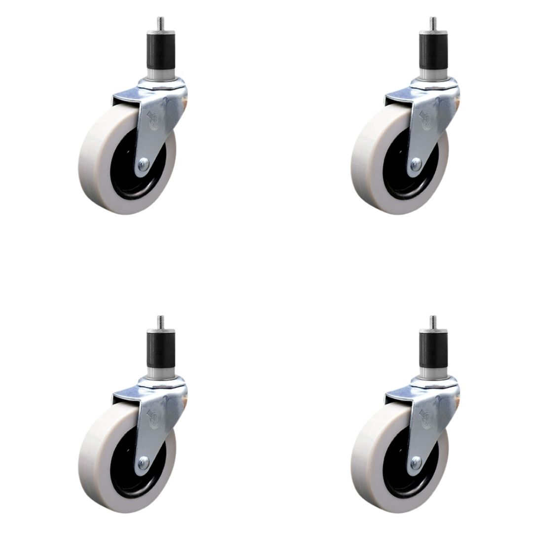 3 Inch Swivel Thermoplastic Rubber Caster Wheels and 1-7/8 Inch Expanding Adapter Stem Casters - 440 lbs. Total Capacity - Set of 4 - Service Caster Brand — photo 1