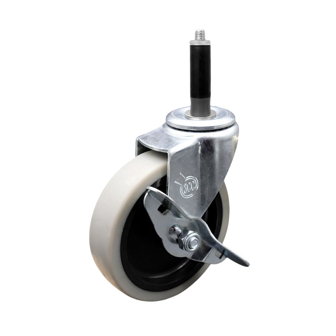 4 Inch Swivel Thermoplastic Rubber Caster Wheel and 3/4 Inch Expanding Adapter Stem Caster and Brake - 125 lbs. Per Caster - Service Caster Brand — photo 1