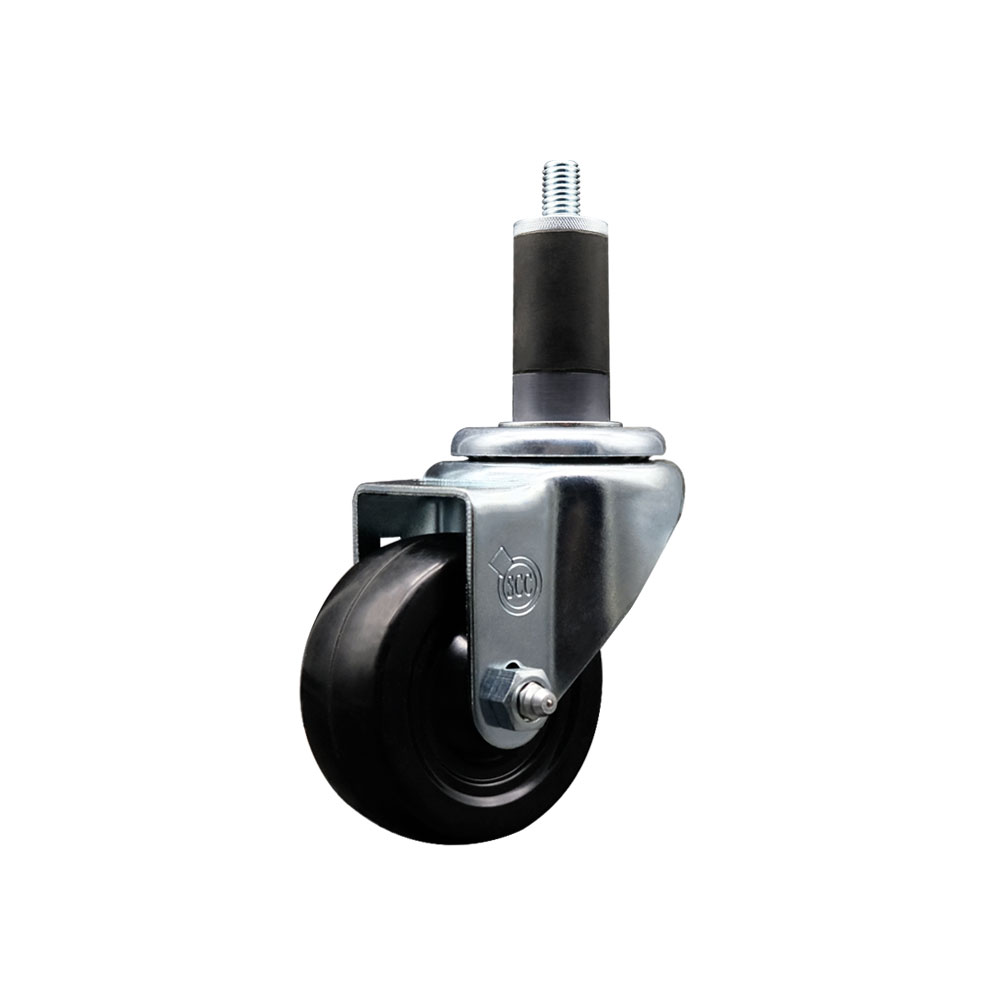 Stainless Steel Soft Rubber Expanding Stem Swivel Caster with 3 Inch Black Wheel and 1-1/4" Stem - 175 lbs. Capacity Per Caster - Service Caster Brand — photo 1