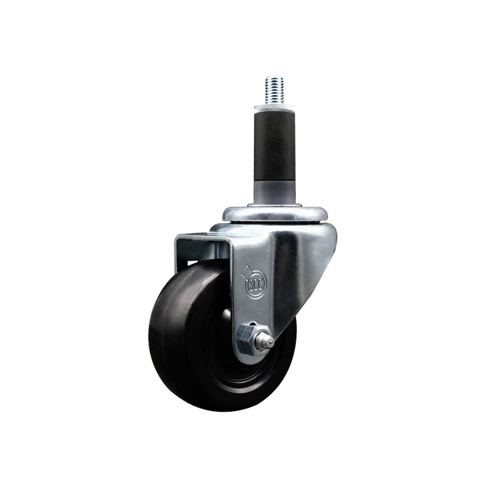 Stainless Steel Hard Rubber Swivel Expanding Stem Caster w/3" x 1.25" Black Wheel and 1-1/8" Stem - 275 lbs Capacity/Caster - Service Caster Brand — photo 1
