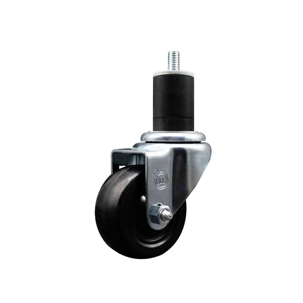 Soft Rubber Expanding Stem Swivel Caster with 3 Inch Black Wheel and 1-3/4" Stem - 175 lbs. Capacity Per Caster - Service Caster Brand — photo 1