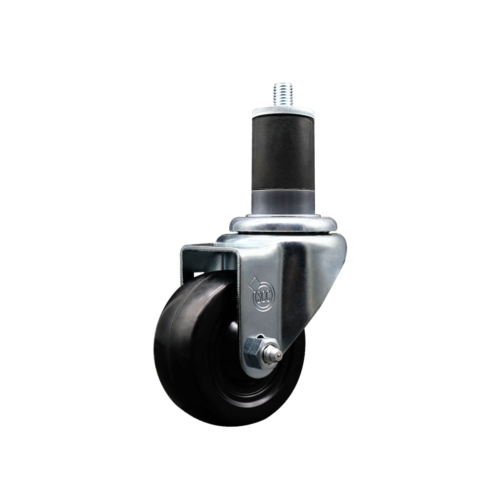 Soft Rubber Expanding Stem Swivel Caster with 3 Inch Black Wheel and 1-5/8" Stem - 175 lbs. Capacity Per Caster - Service Caster Brand — photo 1