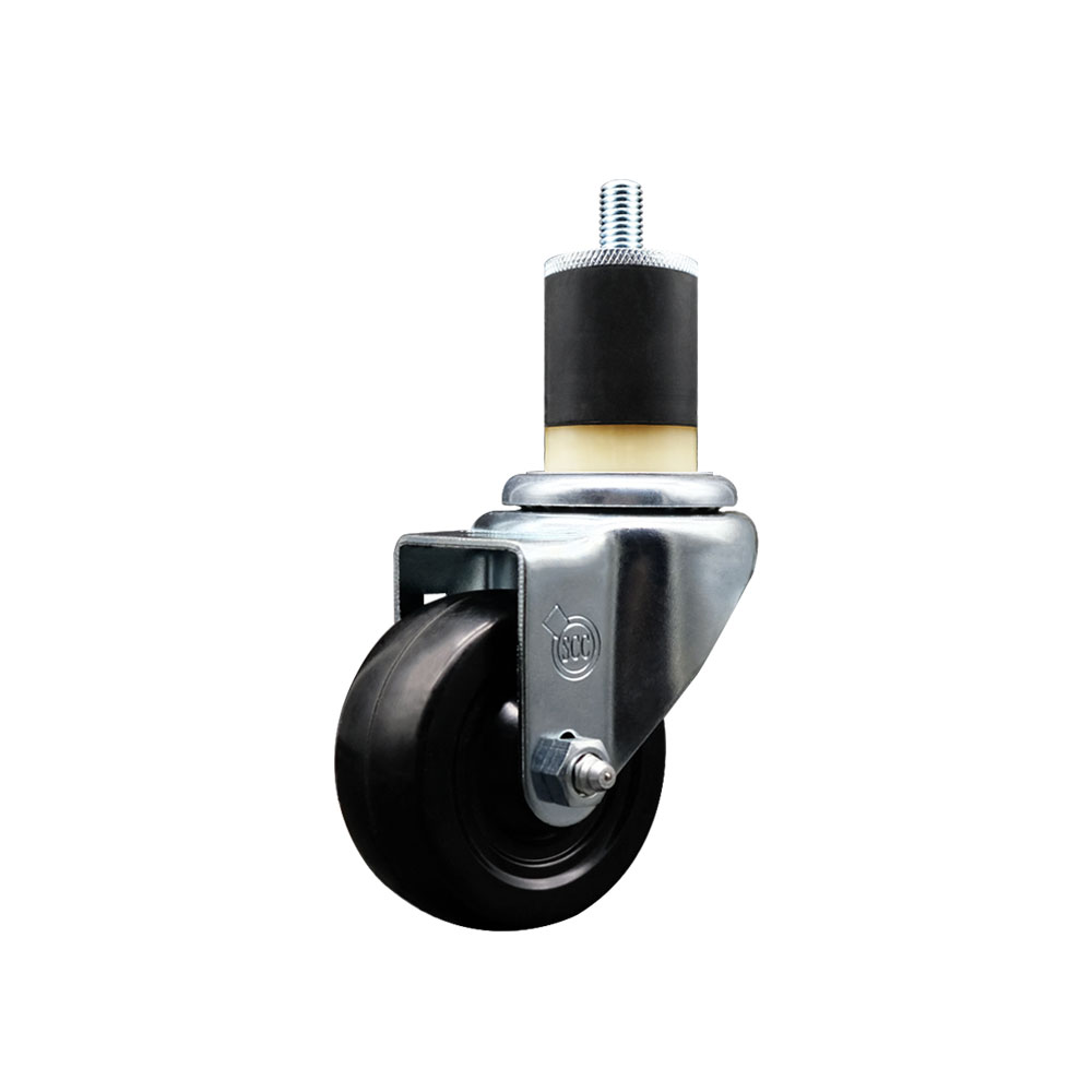 Soft Rubber Expanding Stem Swivel Caster with 3 Inch Black Wheel and 1-7/8" Stem - 175 lbs. Capacity Per Caster - Service Caster Brand — photo 1