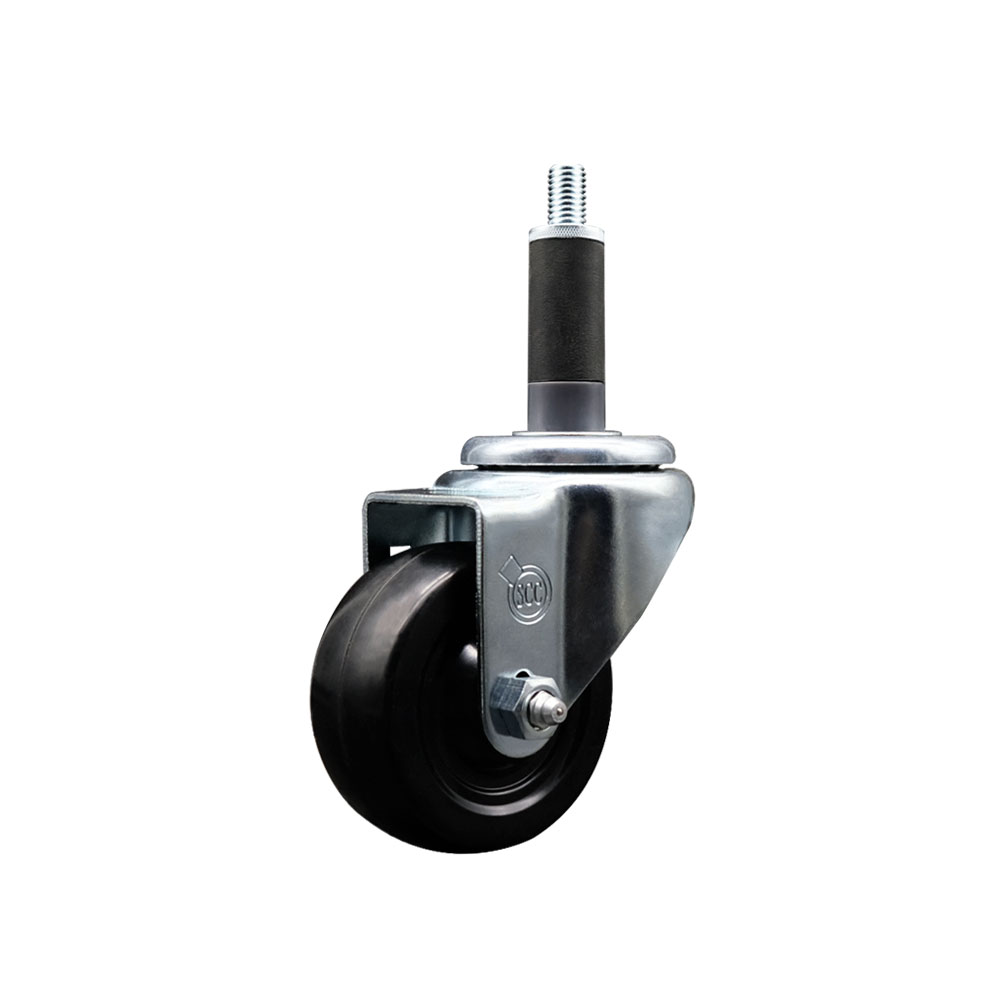 Soft Rubber Expanding Stem Swivel Caster with 3 Inch Black Wheel and 1" Stem - 175 lbs. Capacity Per Caster - Service Caster Brand — photo 1