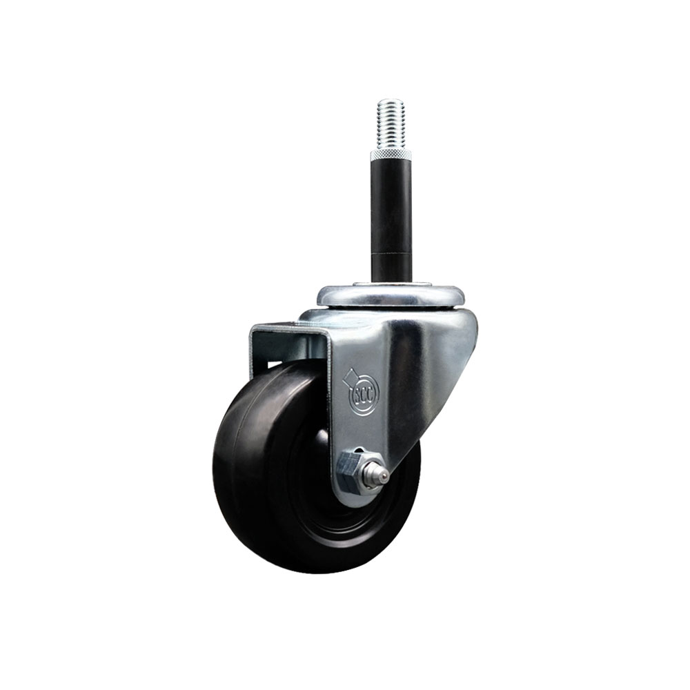 Soft Rubber Expanding Stem Swivel Caster with 3 Inch Black Wheel and 3/4" Stem - 175 lbs. Capacity Per Caster - Service Caster Brand — photo 1