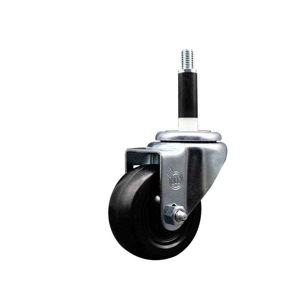 Soft Rubber Expanding Stem Swivel Caster with 3 Inch Black Wheel and 7/8" Stem - 175 lbs. Capacity Per Caster - Service Caster Brand — photo 1