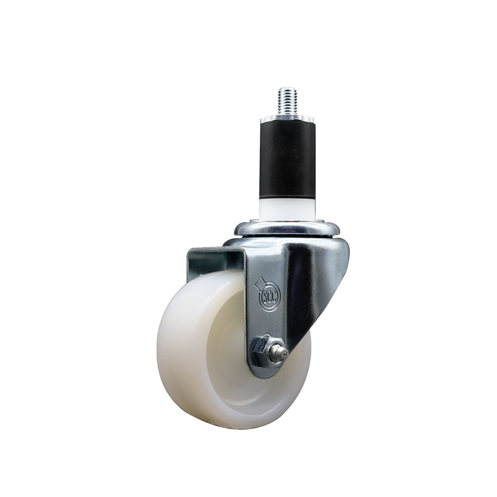 Nylon Expanding Stem Swivel Caster with 3 Inch White Wheel and 1-1/2" Stem -  300 lbs. Capacity Per Caster - Service Caster Brand — photo 1