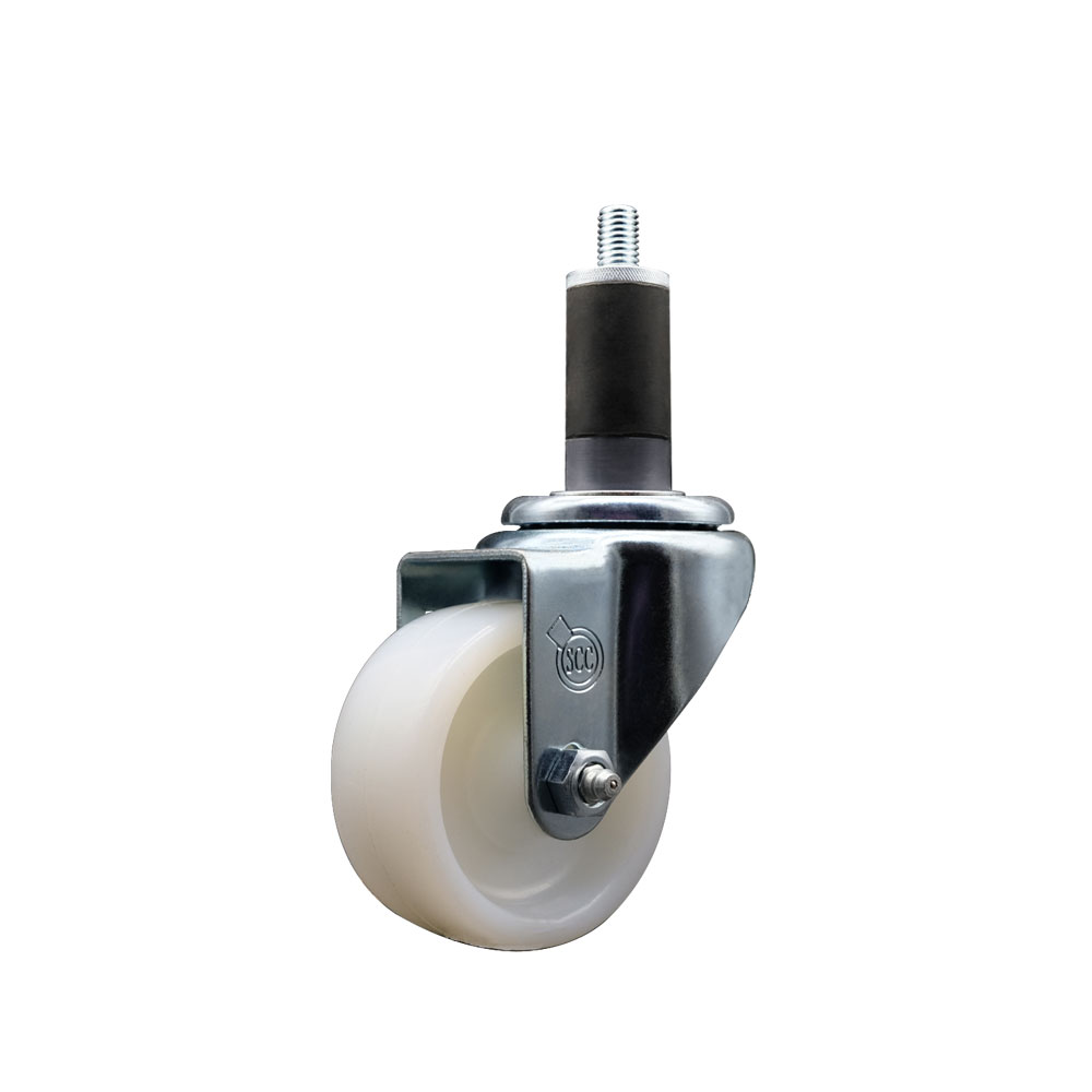 Stainless Steel Nylon Expanding Stem Swivel Caster with 3 Inch White Wheel and 1-1/4" Stem - 300 lbs. Capacity Per Caster - Service Caster Brand — photo 1