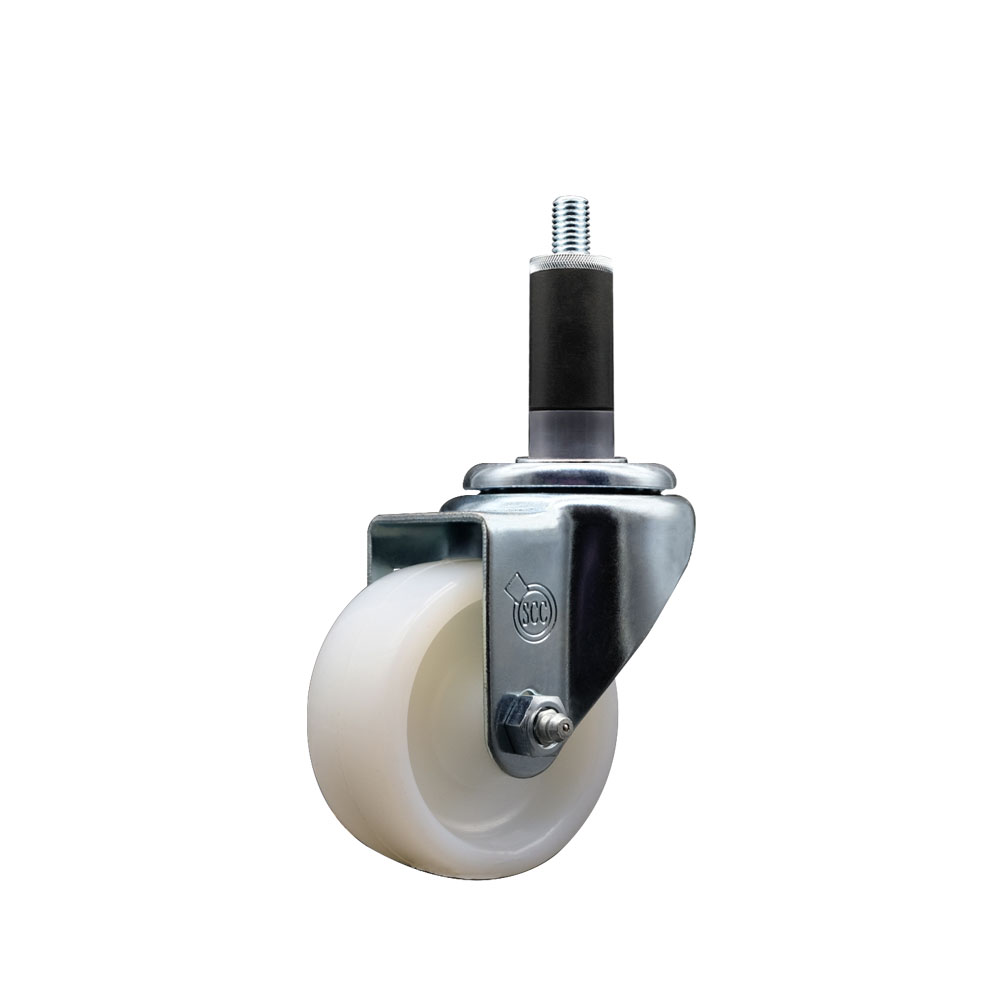 Stainless Steel Nylon Expanding Stem Swivel Caster with 3 Inch White Wheel and 1-1/8" Stem - 300 lbs. Capacity Per Caster - Service Caster Brand — photo 1