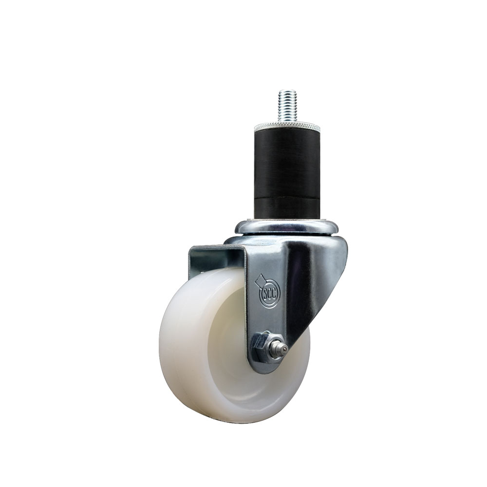 Nylon Expanding Stem Swivel Caster with 3 Inch White Wheel and 1-3/4" Stem -  300 lbs. Capacity Per Caster - Service Caster Brand — photo 1