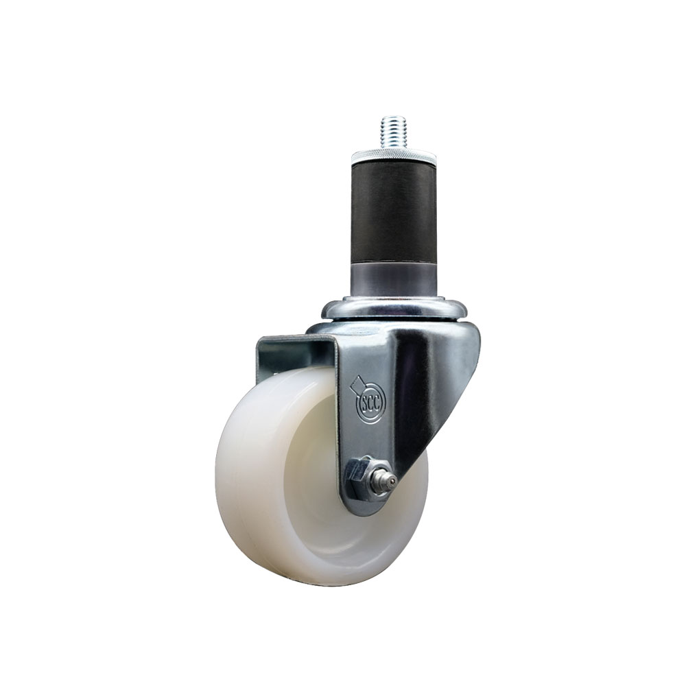 Nylon Expanding Stem Swivel Caster with 3 Inch White Wheel and 1-5/8" Stem -  300 lbs. Capacity Per Caster - Service Caster Brand — photo 1