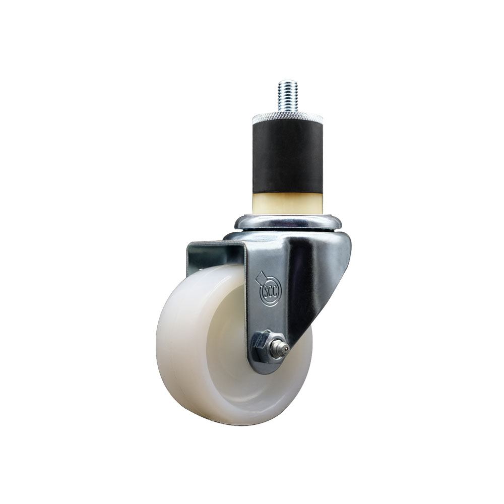 Nylon Expanding Stem Swivel Caster with 3 Inch White Wheel and 1-7/8" Stem -  300 lbs. Capacity Per Caster - Service Caster Brand — photo 1
