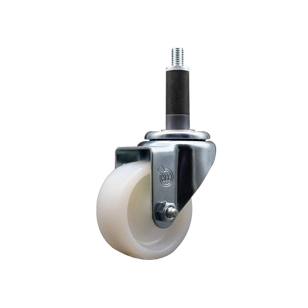 Nylon Expanding Stem Swivel Caster with 3 Inch White Wheel and 1" Stem -  300 lbs. Capacity Per Caster - Service Caster Brand — photo 1
