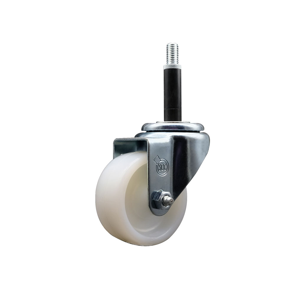 Stainless Steel Nylon Expanding Stem Swivel Caster with 3 Inch White Wheel and 3/4" Stem - 300 lbs. Capacity Per Caster - Service Caster Brand — photo 1