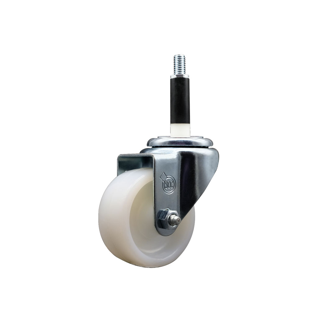Nylon Expanding Stem Swivel Caster with 3 Inch White Wheel and 7/8" Stem -  300 lbs. Capacity Per Caster - Service Caster Brand — photo 1