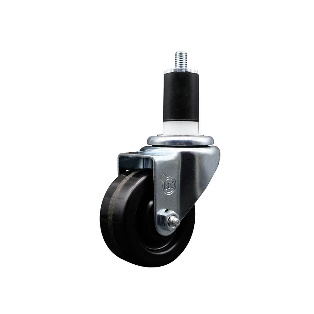Phenolic Swivel Expanding Stem Caster w/Roller Bearing - 3" x 1.25" Black Wheel and 1-1/2" Stem - 300 lbs Capacity/Caster - Service Caster Brand — photo 1