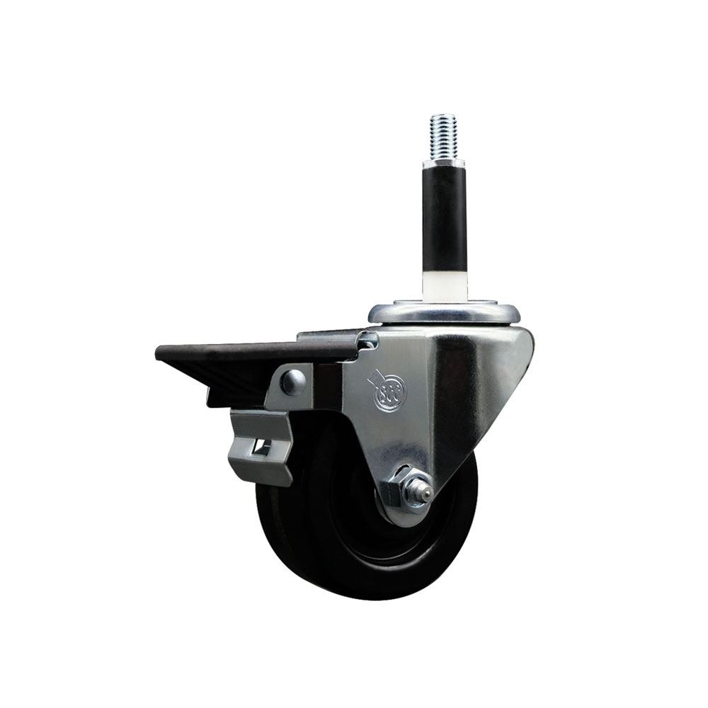 Phenolic Swivel Expanding Stem Swivel Caster with 3 Inch Black Wheel and 7/8" Stem & Posi Locking Brake - 300 lbs. Capacity Per Caster - Service Caster Brand — photo 1