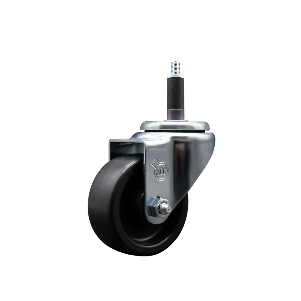 Polyolefin Expanding Stem Swivel Caster Wheel with 3 Inch Black Wheel and 1" Stem - 300 lbs. Capacity Per Caster - Service Caster Brand — photo 1